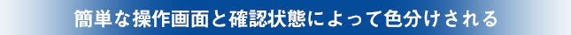 簡単な操作画面と確認状態によって色分けされる